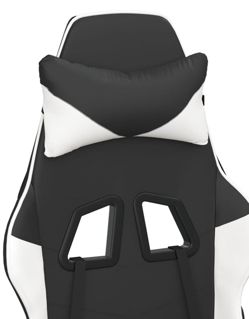 Загрузите изображение в средство просмотра галереи, Scaun de gaming cu suport picioare, negru/alb, piele ecologică - Lando
