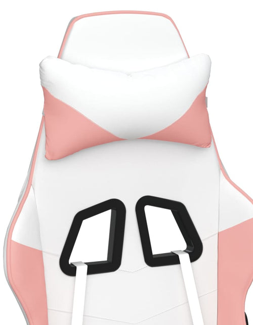 Загрузите изображение в средство просмотра галереи, Scaun de gaming cu suport picioare, alb/roz, piele ecologică - Lando
