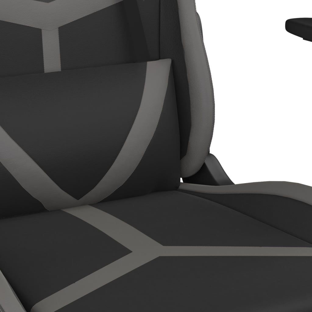Scaun de gaming cu suport picioare, negru/gri, piele ecologică - Lando