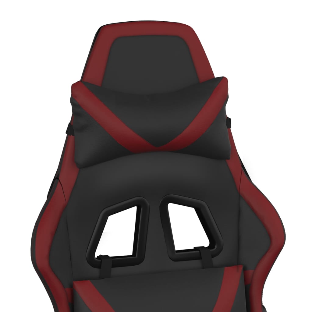 Scaun de gaming cu suport picioare, negru/roșu vin, piele eco - Lando