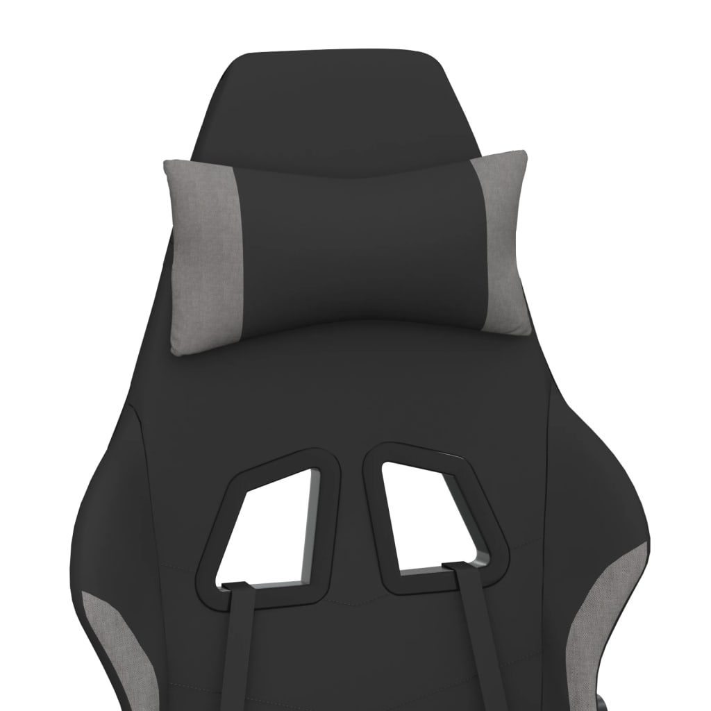 Scaun de gaming cu suport picioare, negru/gri deschis, textil - Lando