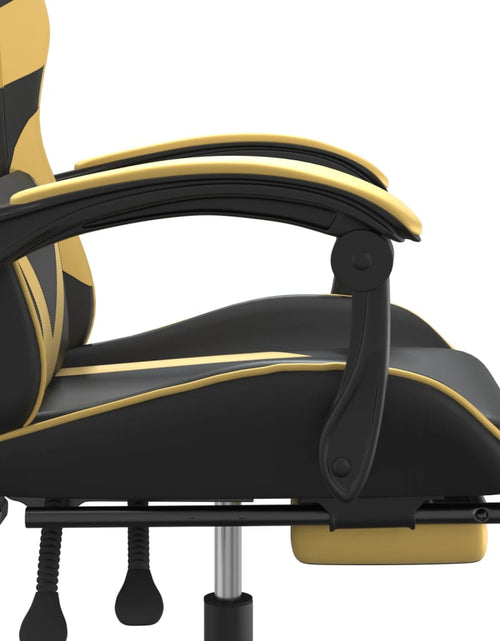 Încărcați imaginea în vizualizatorul Galerie, Scaun de gaming cu suport picioare negru/auriu, piele ecologică Lando - Lando
