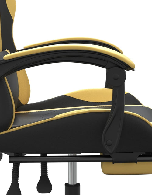 Загрузите изображение в средство просмотра галереи, Scaun de gaming cu suport picioare negru/auriu, piele ecologică Lando - Lando
