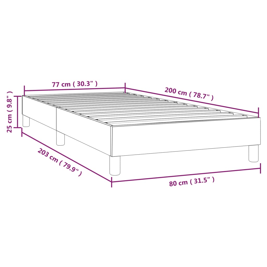 Cadru de pat box spring, gri închis, 80x200 cm, textil - Lando