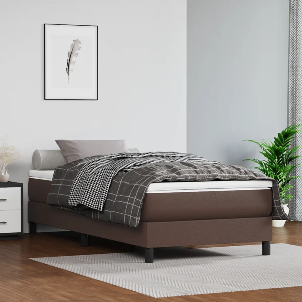 Cadru de pat box spring, maro, 80x200 cm, piele ecologică - Lando