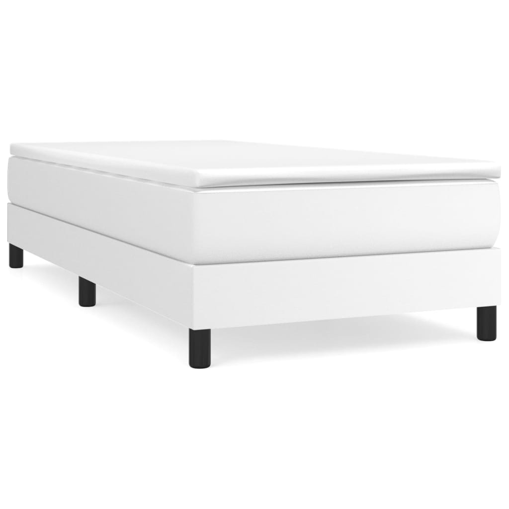 Cadru de pat box spring, alb, 90x190 cm, piele ecologică - Lando