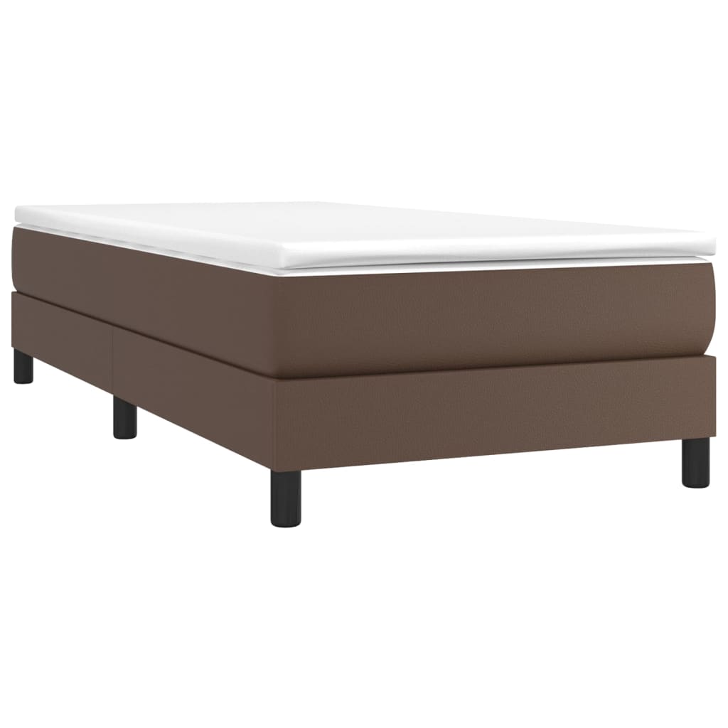 Cadru de pat box spring, maro, 90x190 cm, piele ecologică - Lando