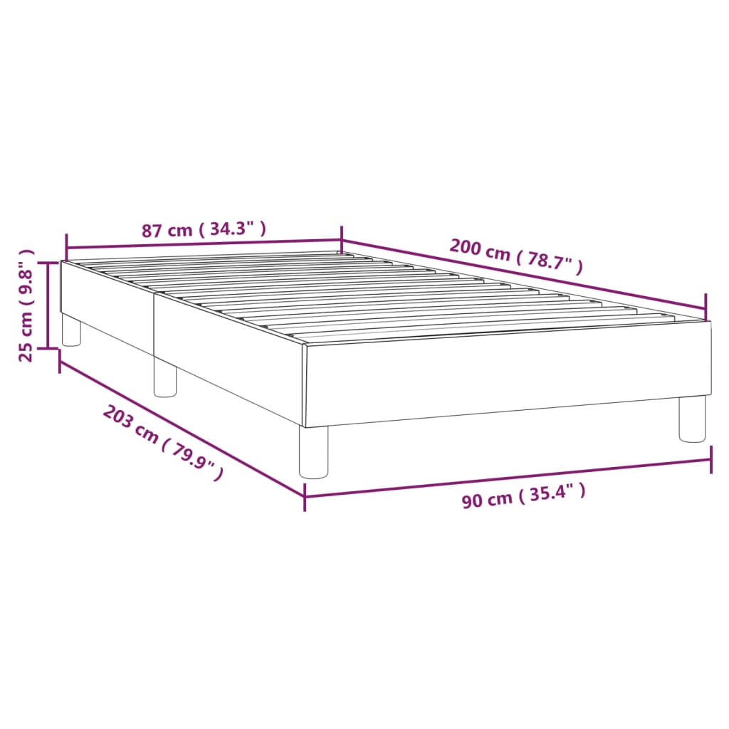 Cadru de pat box spring, gri, 90x200 cm, piele ecologică - Lando