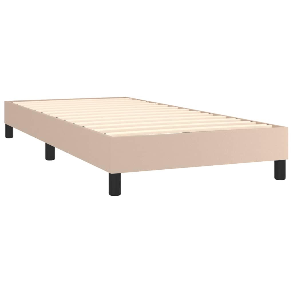 Cadru de pat box spring, cappuccino, 90x200 cm, piele ecologică - Lando