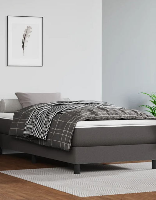 Încărcați imaginea în vizualizatorul Galerie, Cadru de pat box spring, gri, 100x200 cm, piele ecologică - Lando
