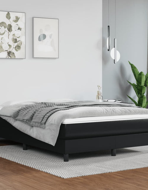 Încărcați imaginea în vizualizatorul Galerie, Cadru de pat box spring, negru, 140x190 cm, piele ecologică - Lando
