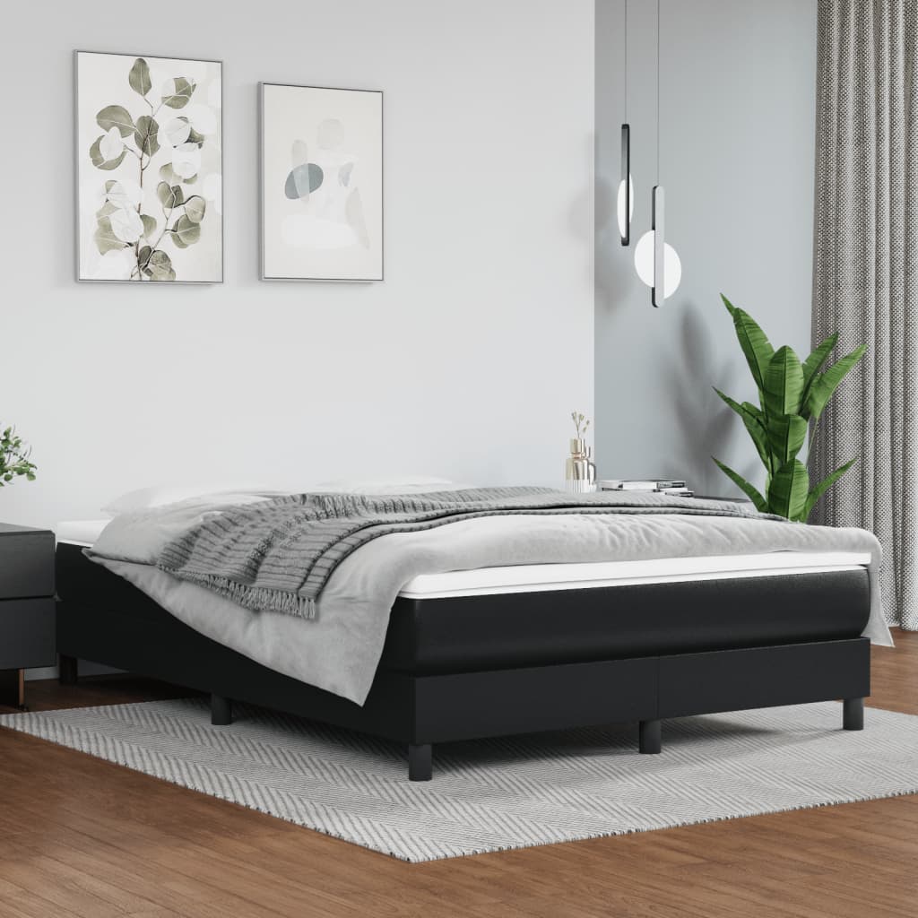 Cadru de pat box spring, negru, 140x190 cm, piele ecologică - Lando