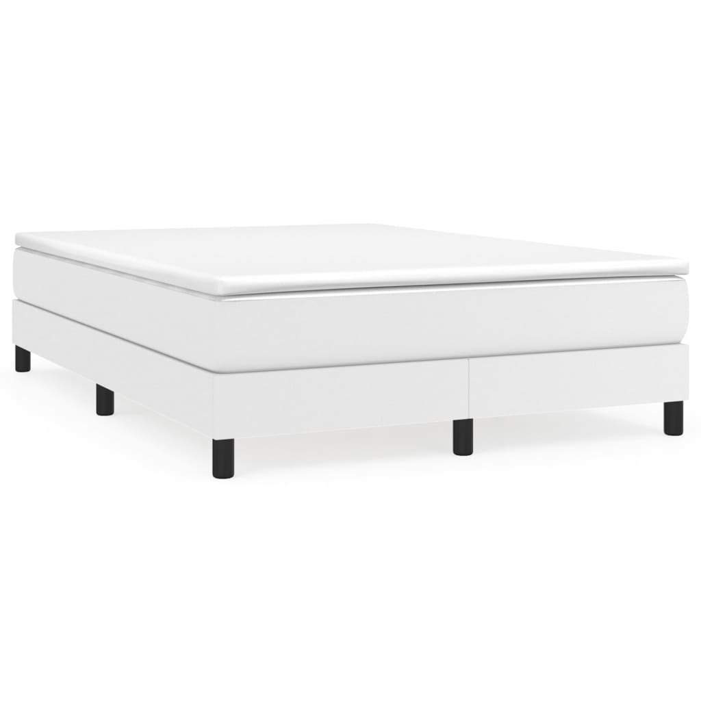 Cadru de pat box spring, alb, 140x190 cm, piele ecologică - Lando