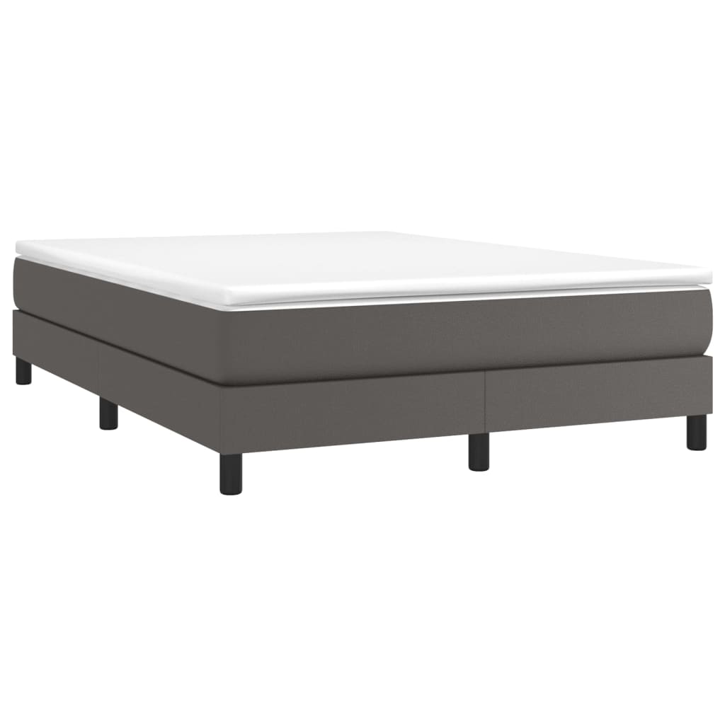 Cadru de pat box spring, gri, 140x190 cm, piele ecologică - Lando