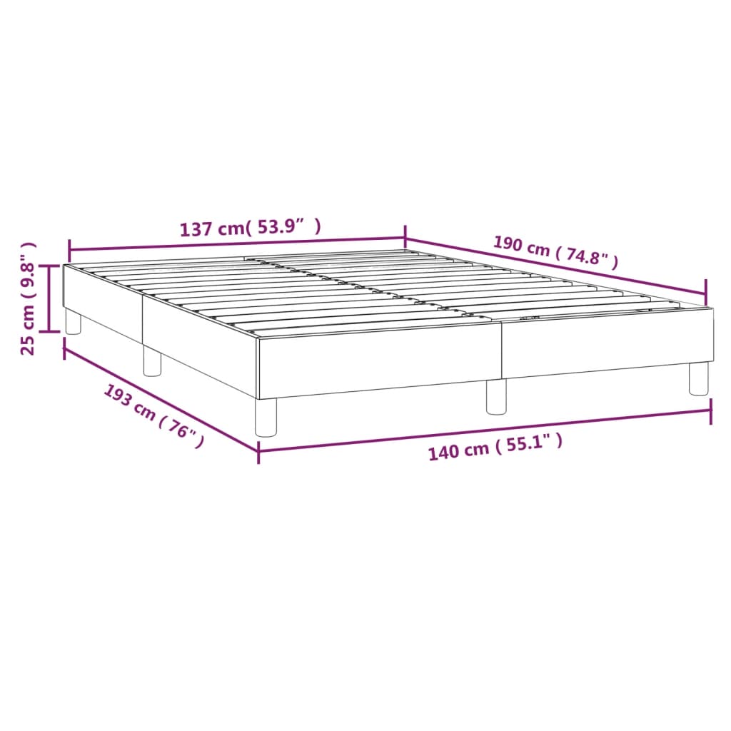 Cadru de pat box spring, gri, 140x190 cm, piele ecologică - Lando