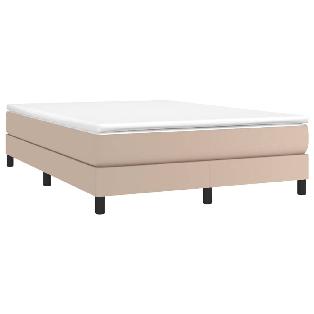 Cadru de pat box spring, cappuccino, 140x190cm, piele ecologică - Lando