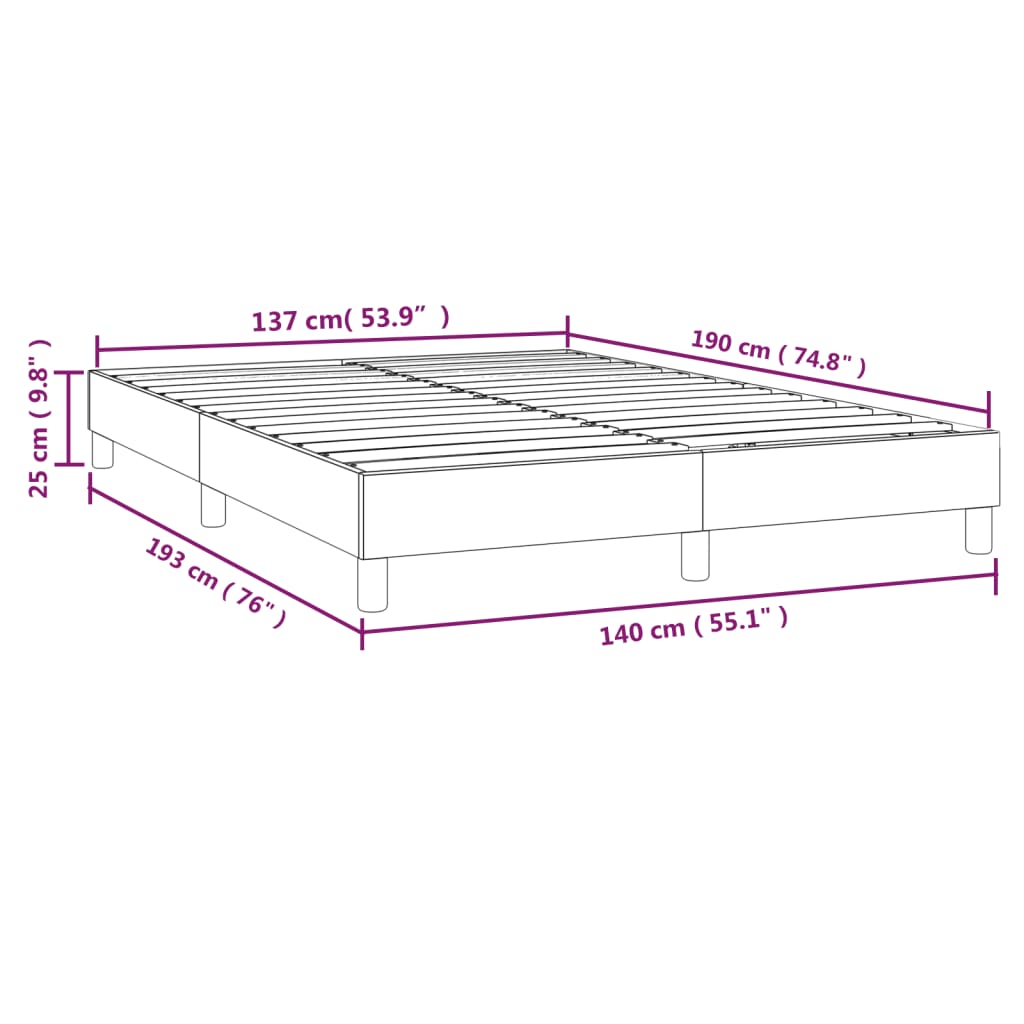 Cadru de pat box spring, cappuccino, 140x190cm, piele ecologică - Lando