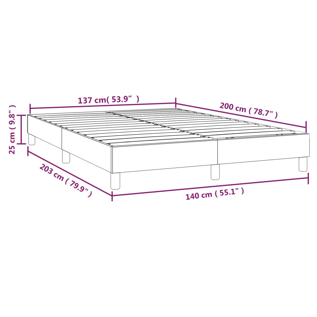 Cadru de pat box spring, gri, 140x200 cm, piele ecologică - Lando