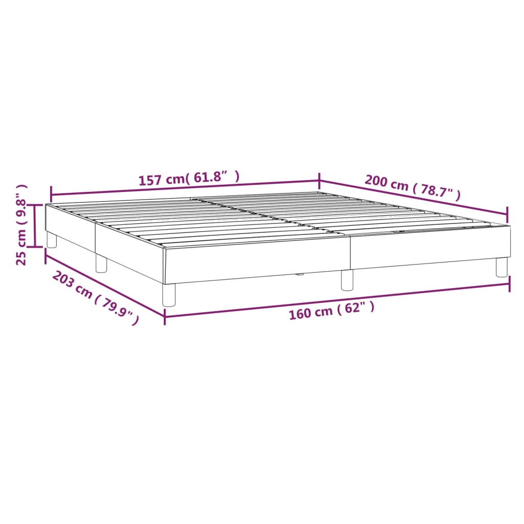 Cadru de pat box spring, gri, 160x200 cm, piele ecologică - Lando