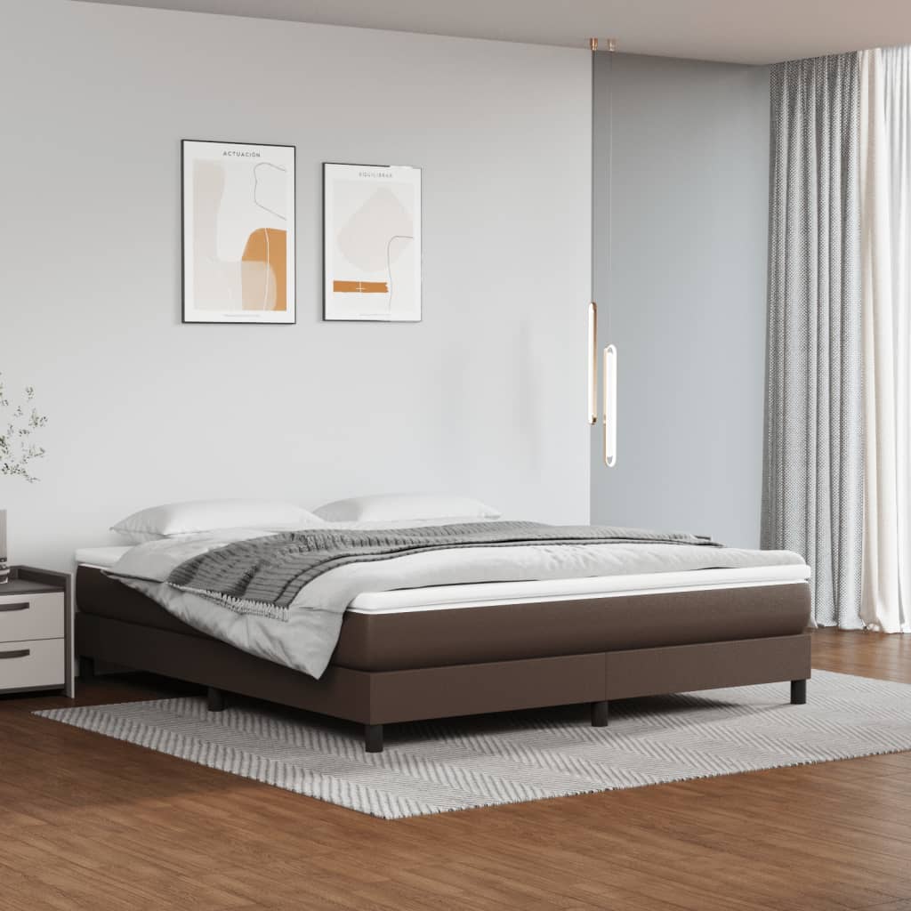 Cadru de pat box spring, maro, 180x200 cm, piele ecologică - Lando