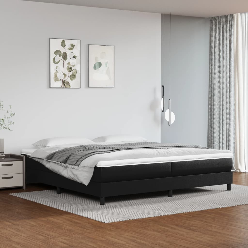 Cadru de pat box spring, negru, 200x200 cm, piele ecologică - Lando