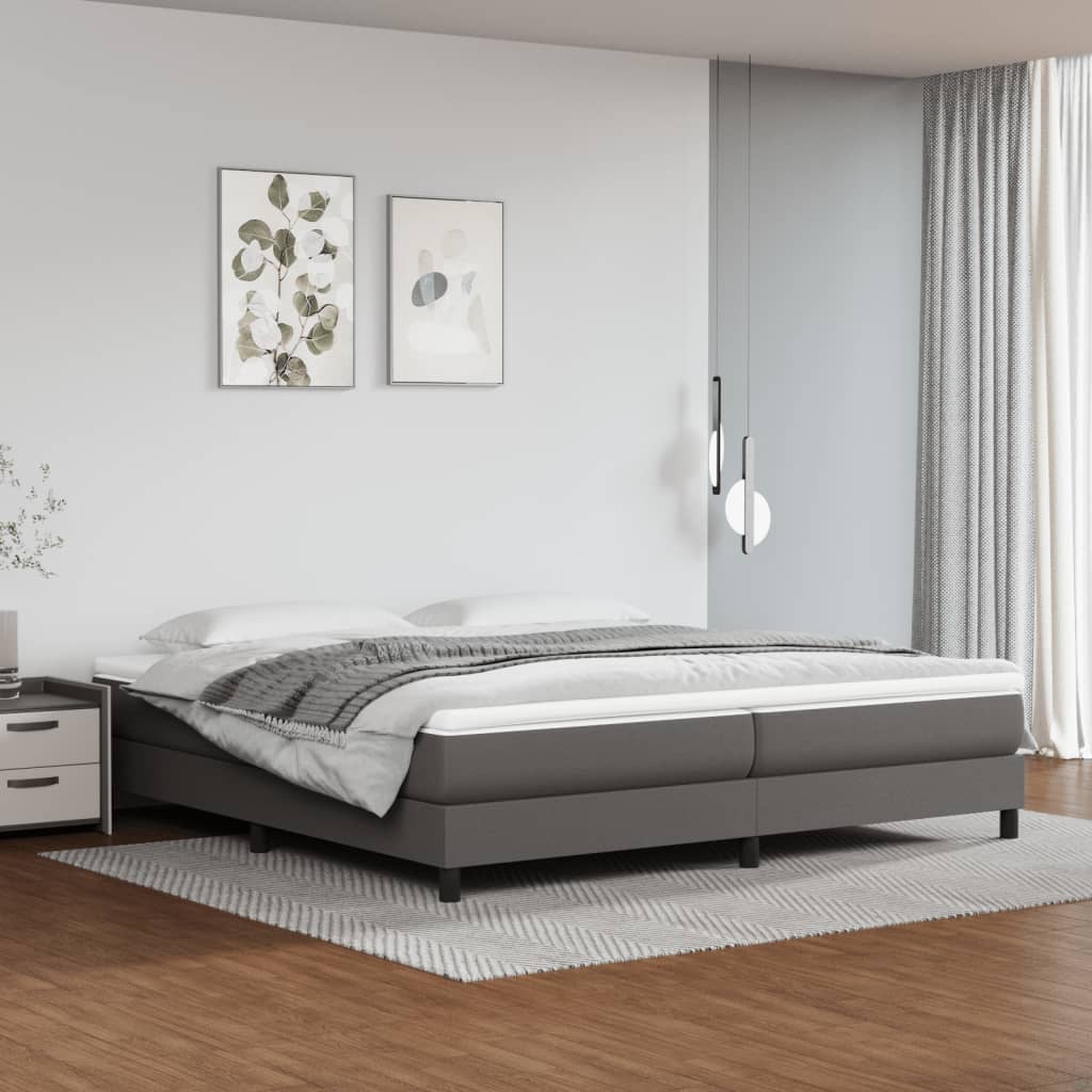 Cadru de pat box spring, gri, 200x200 cm, piele ecologică - Lando