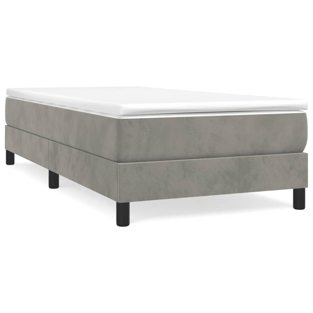 Cadru de pat box spring, gri deschis, 90x190 cm, catifea - Lando