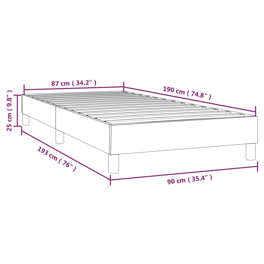 Cadru de pat box spring, gri deschis, 90x190 cm, catifea - Lando