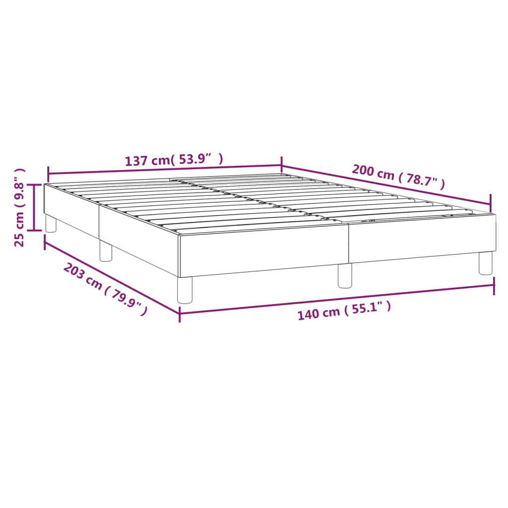 Cadru de pat box spring, albastru închis, 140x200 cm, catifea - Lando