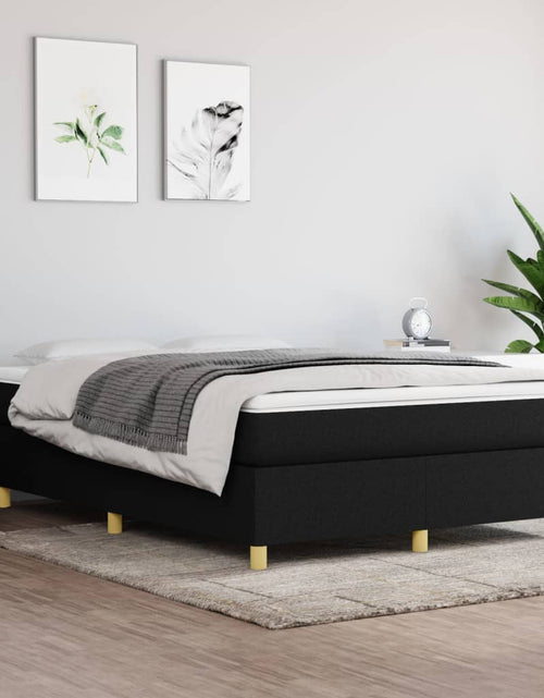 Încărcați imaginea în vizualizatorul Galerie, Cadru de pat box spring, negru, 140x190 cm, textil - Lando
