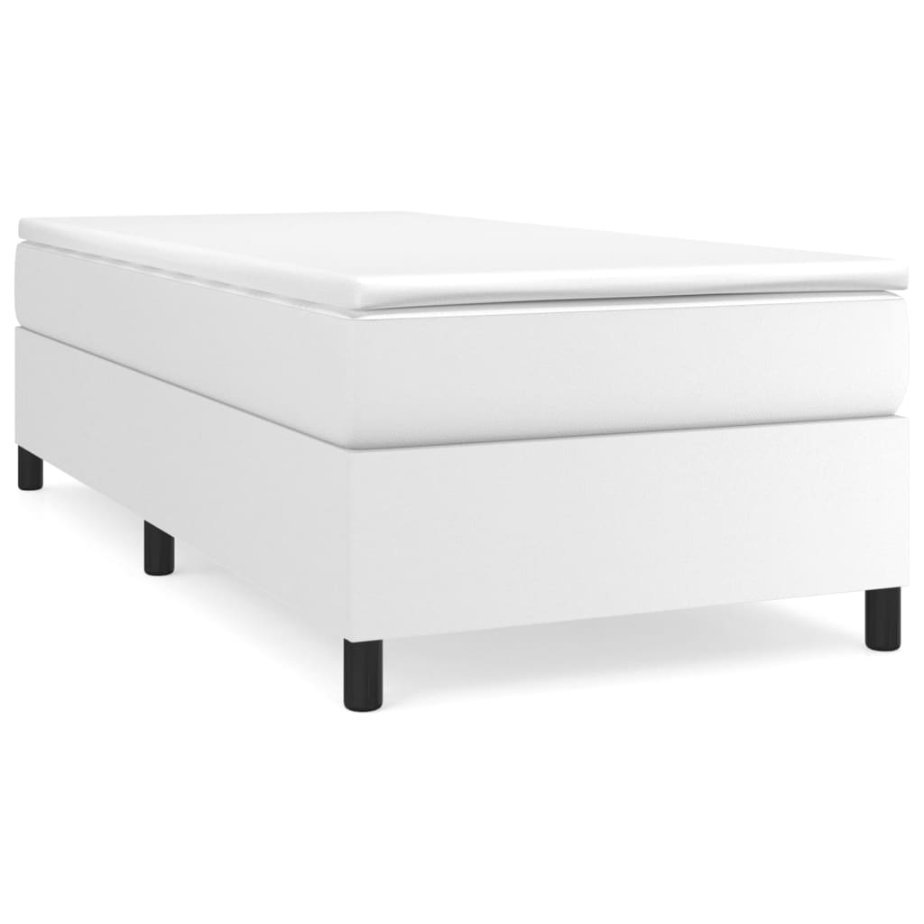 Cadru de pat box spring, alb, 80x200 cm, piele ecologică - Lando