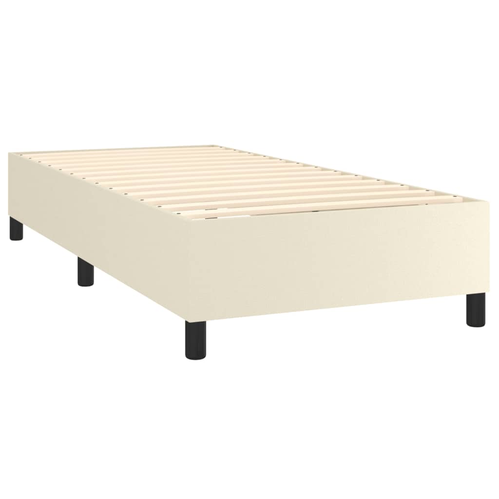 Cadru de pat box spring, crem, 80x200 cm, piele ecologică - Lando