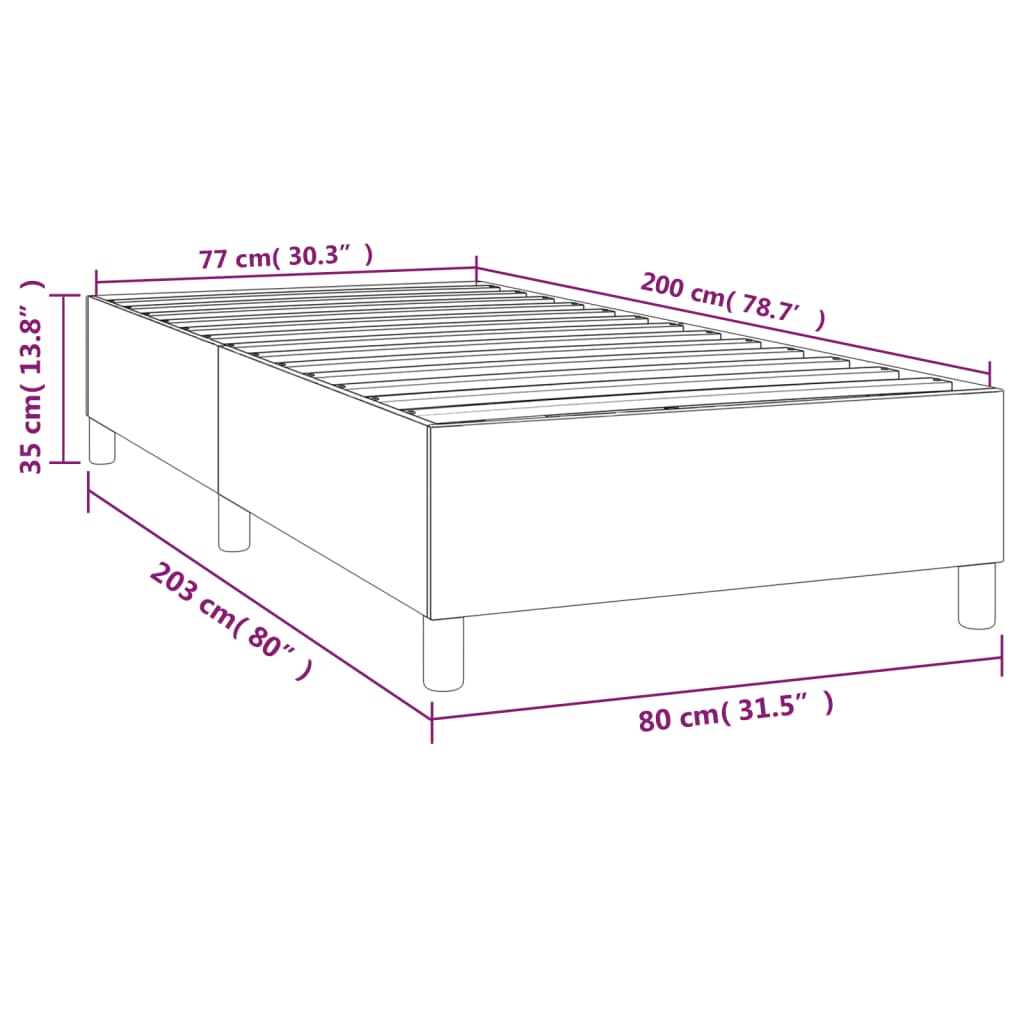 Cadru de pat box spring, crem, 80x200 cm, piele ecologică - Lando