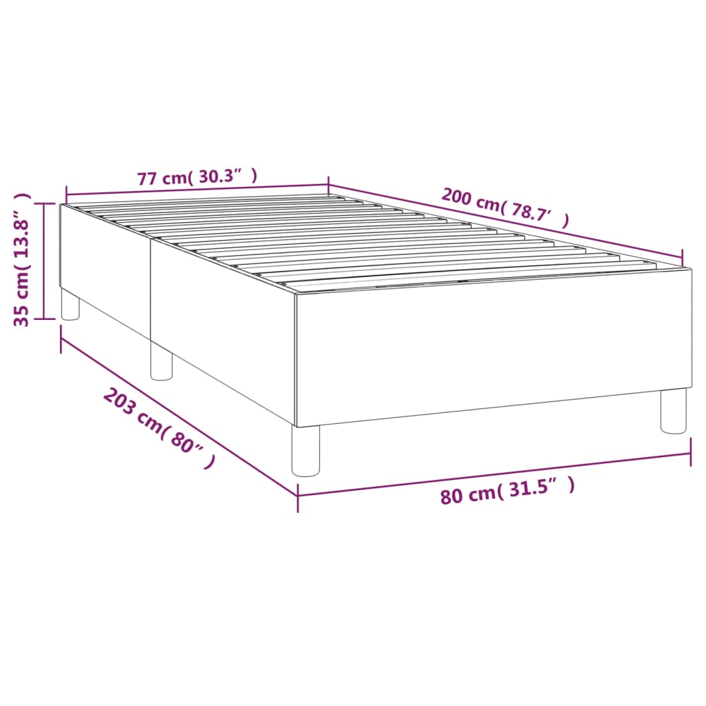 Cadru de pat box spring, gri, 80x200 cm, piele ecologică - Lando