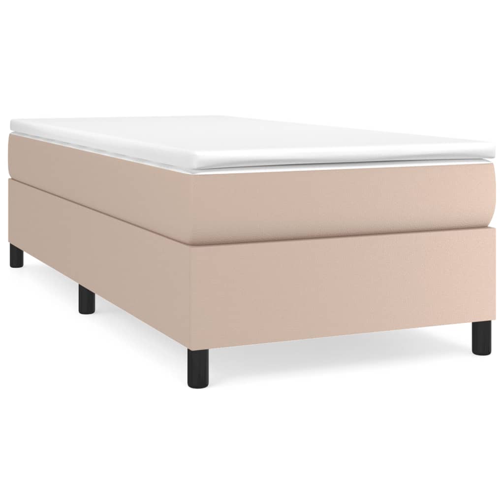 Cadru de pat box spring, cappuccino, 90x190 cm, piele ecologică - Lando