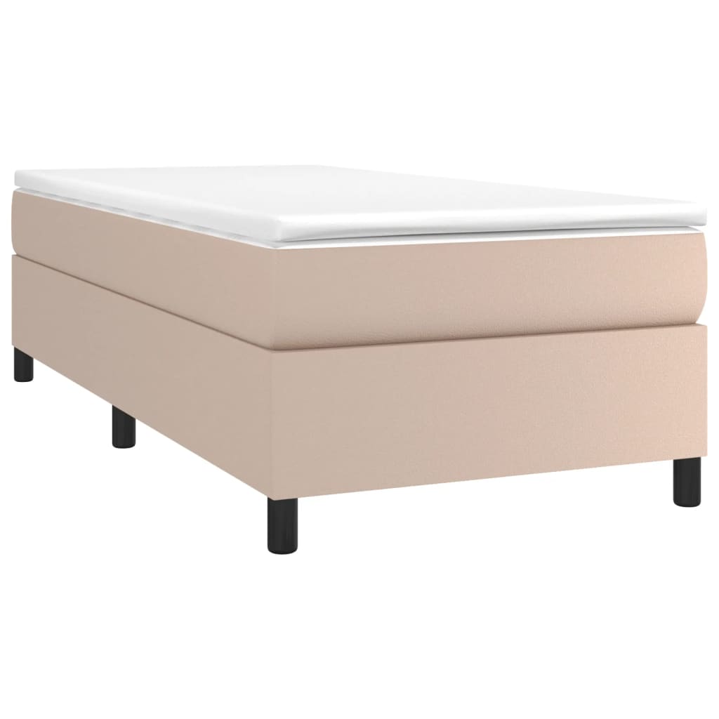 Cadru de pat box spring, cappuccino, 90x190 cm, piele ecologică - Lando