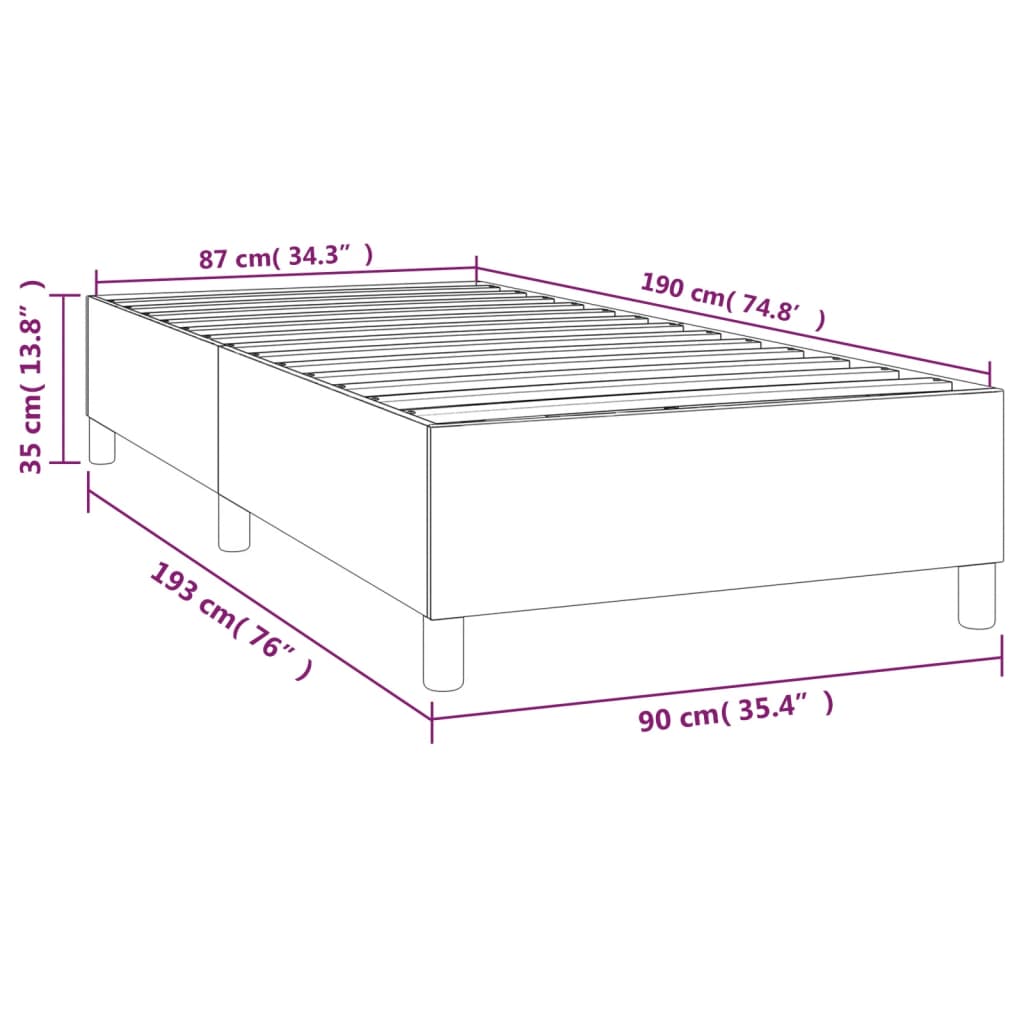 Cadru de pat box spring, cappuccino, 90x190 cm, piele ecologică - Lando