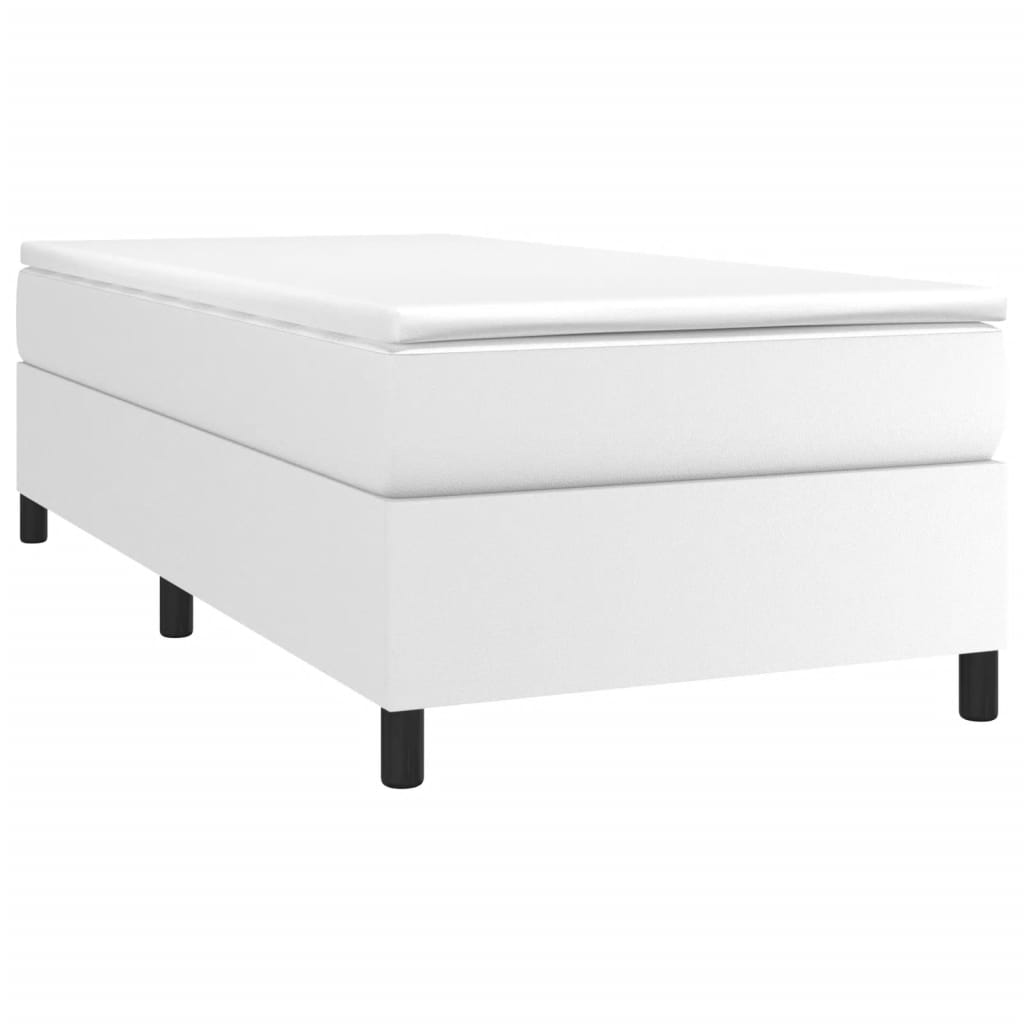 Cadru de pat box spring, alb, 90x200 cm, piele ecologică - Lando