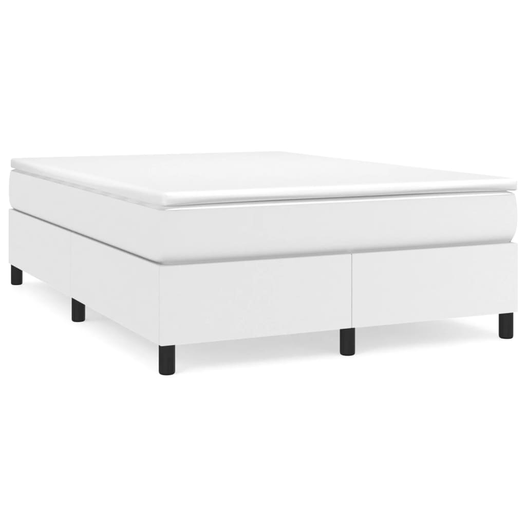 Cadru de pat box spring, alb, 140x190 cm, piele ecologică - Lando