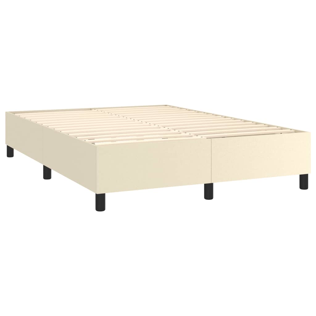 Cadru de pat box spring, crem, 140x190 cm, piele ecologică - Lando