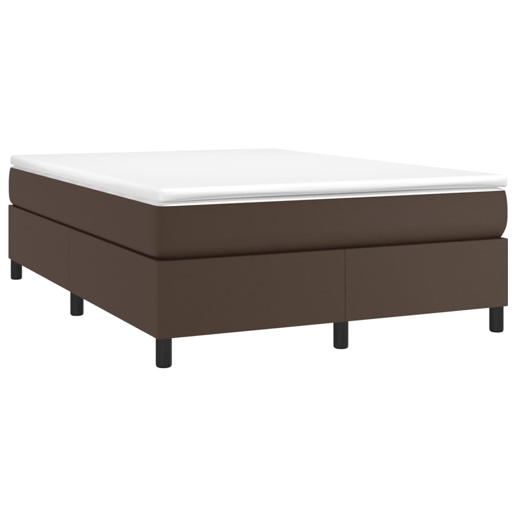 Cadru de pat box spring, maro, 140x190 cm, piele ecologică - Lando