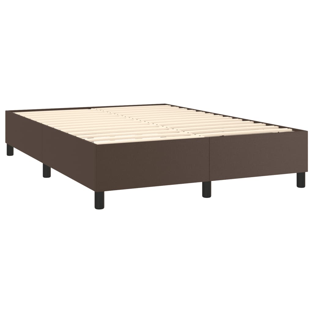 Cadru de pat box spring, maro, 140x190 cm, piele ecologică - Lando