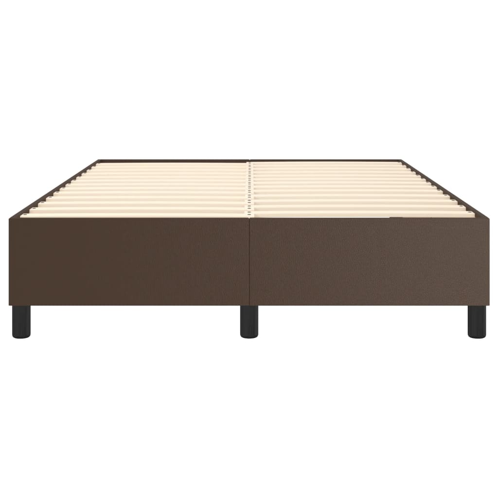 Cadru de pat box spring, maro, 140x190 cm, piele ecologică - Lando