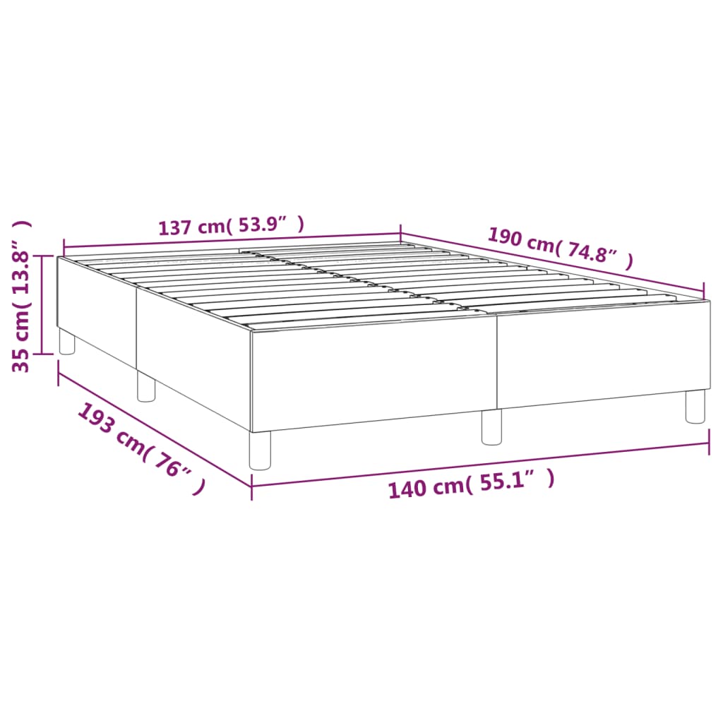 Cadru de pat box spring, gri, 140x190 cm, piele ecologică - Lando