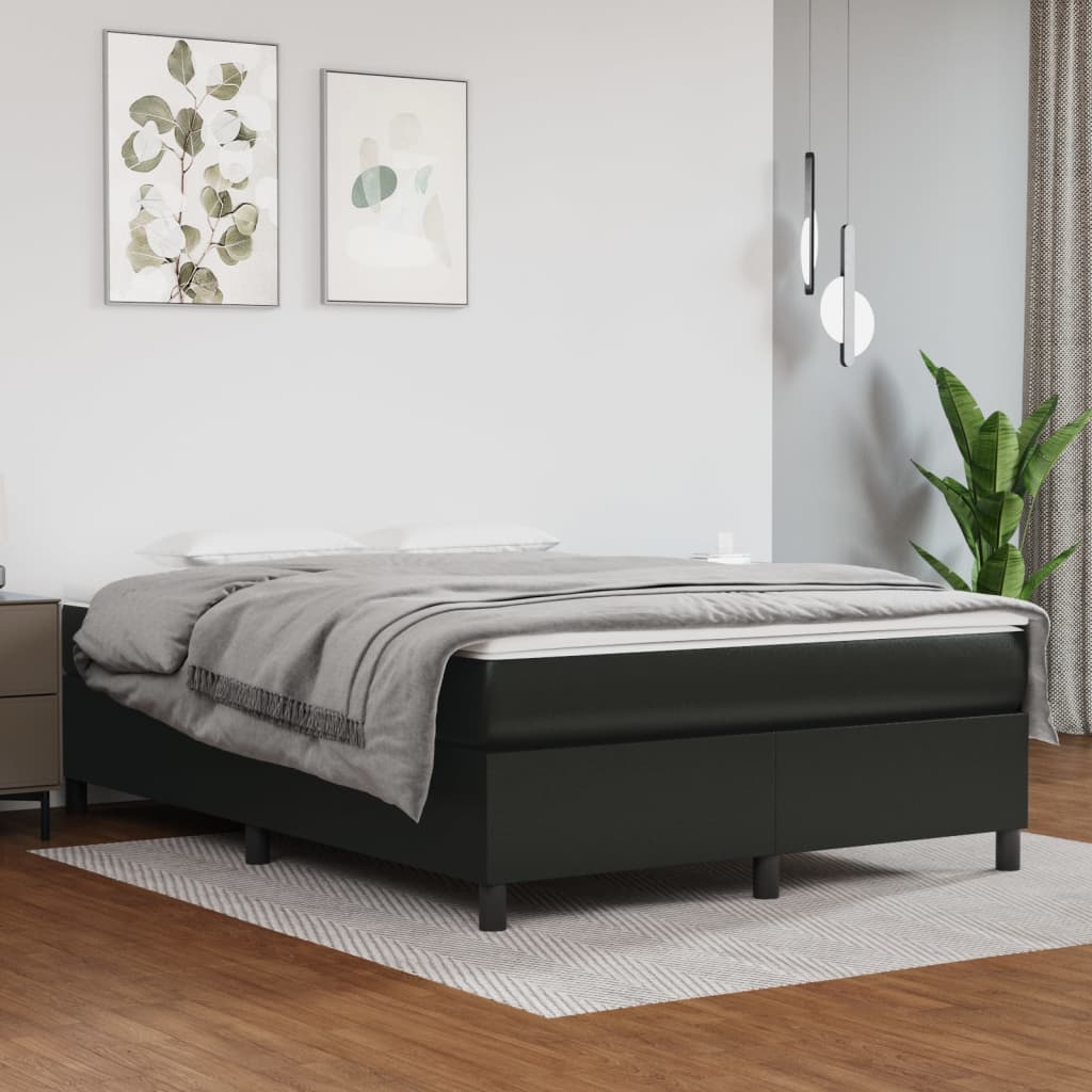 Cadru de pat box spring, negru, 140x200 cm, piele ecologică - Lando