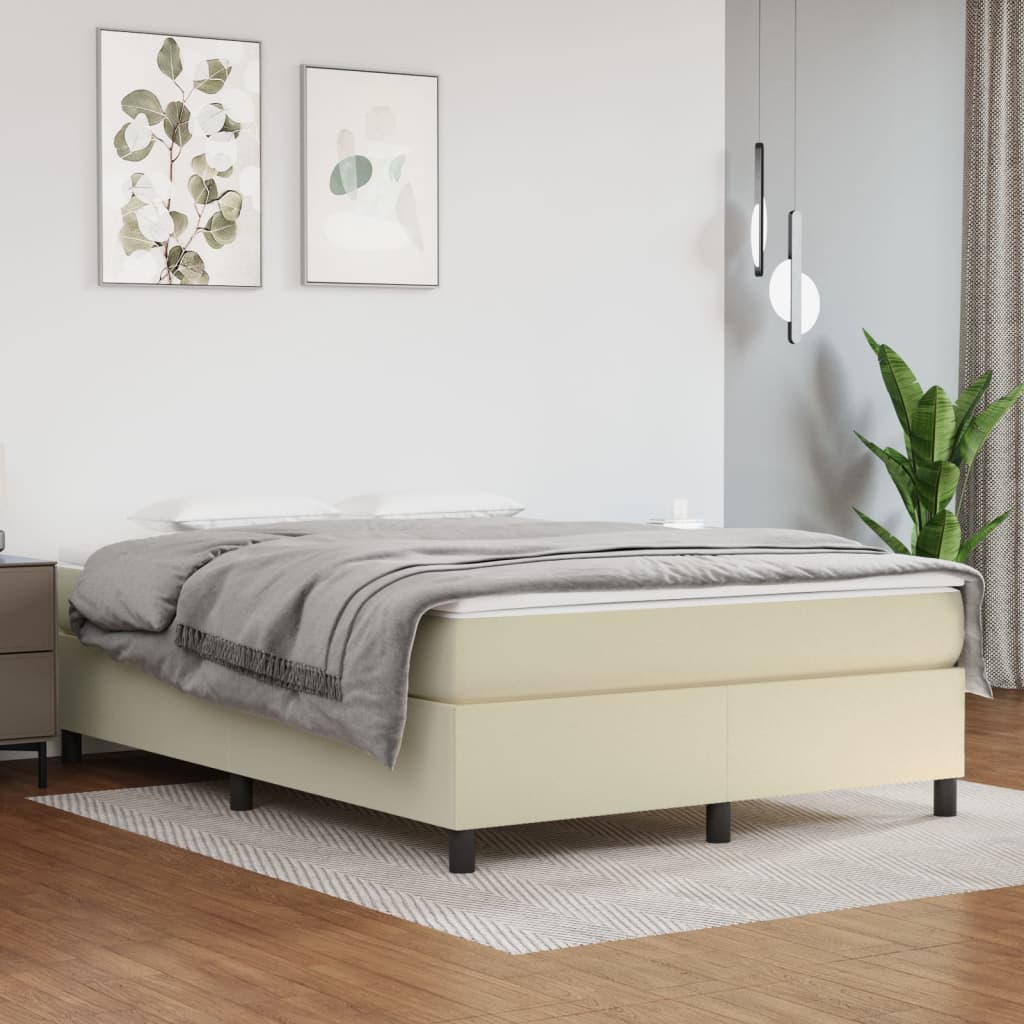 Cadru de pat box spring, crem, 140x200 cm, piele ecologică - Lando