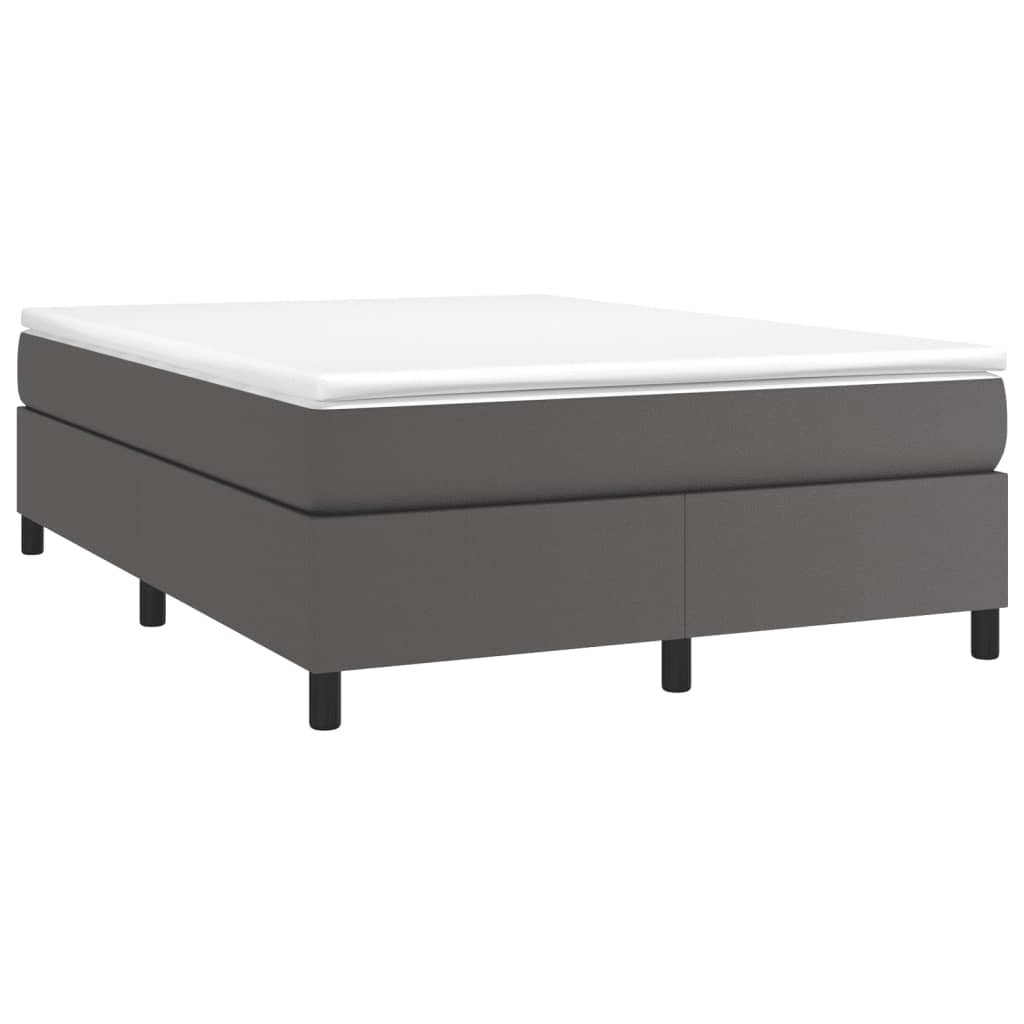 Cadru de pat box spring, gri, 140x200 cm, piele ecologică - Lando