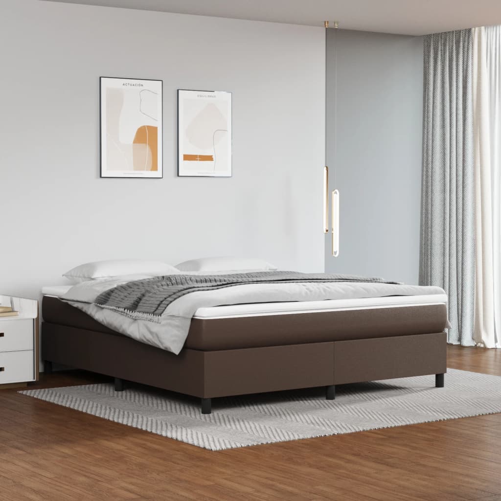 Cadru de pat box spring, maro, 160x200 cm, piele ecologică - Lando