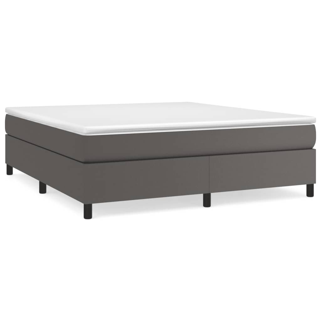 Cadru de pat box spring, gri, 160x200 cm, piele ecologică - Lando