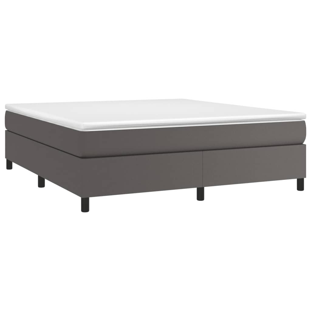 Cadru de pat box spring, gri, 160x200 cm, piele ecologică - Lando